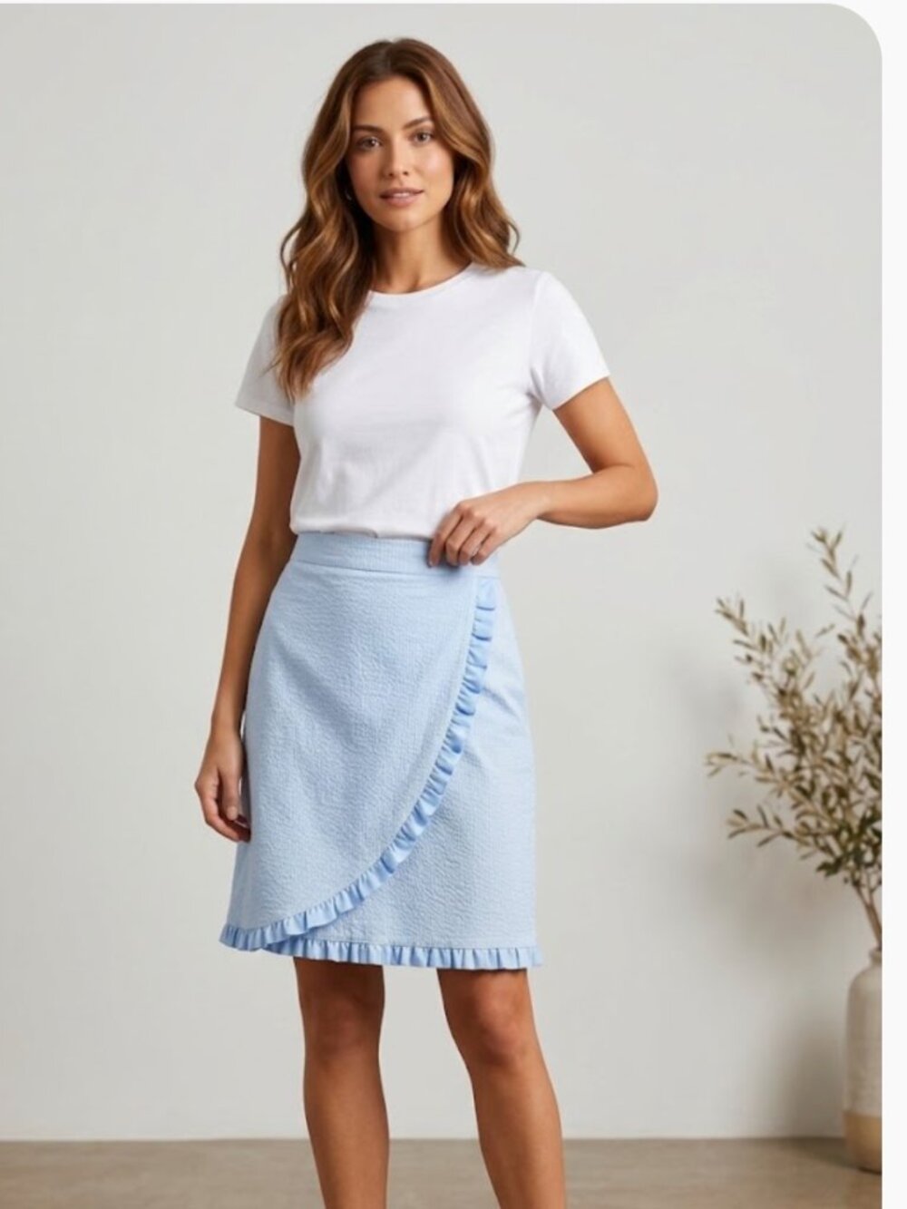 NWT J.CREW Oxford ruffle pencil skirt SZ-14